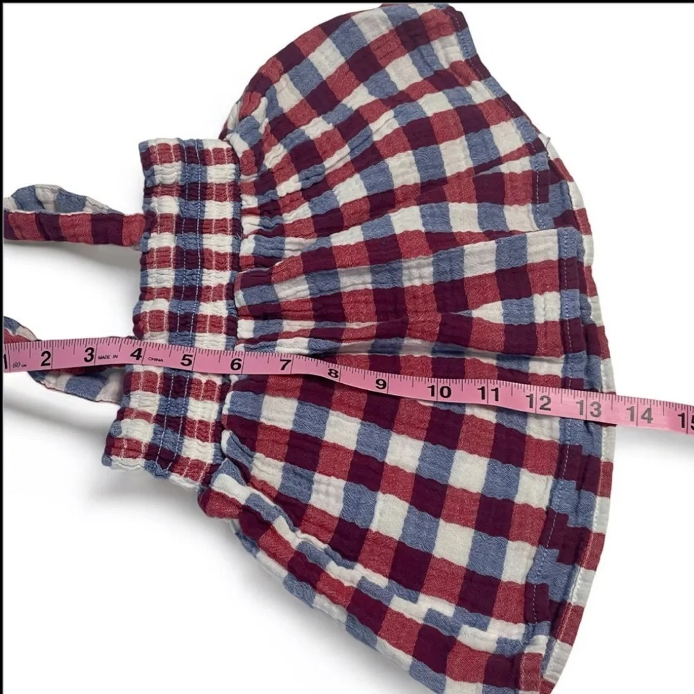 Cat & Jack Red, White and Blue Plaid Short Set EUC